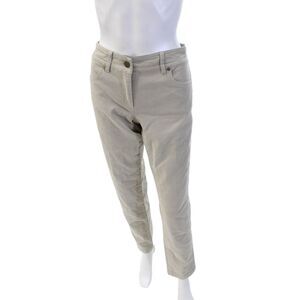 'S Max Mara Womens High Rise Zip Up Skinny Leg Jeans Taupe Beige Cotton Size 31